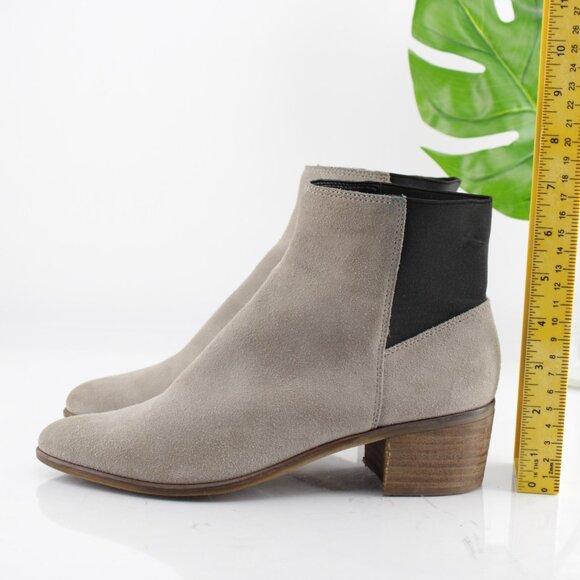 Dolce Vita Womens Cyndie Boot Size 8 Taupe Gray Suede Block Heel Chelsea Bootie - Picture 6 of 12
